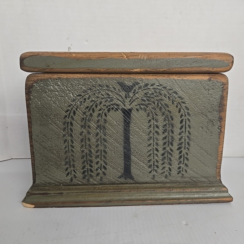 Decorative Box Hand Carved Flower Design Blue Grey Teal Color‎ Trinket Box
